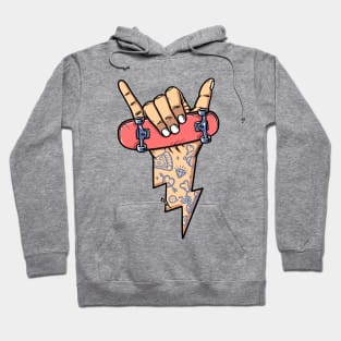 skateboarding shaka hand with lightning shape Hoodie